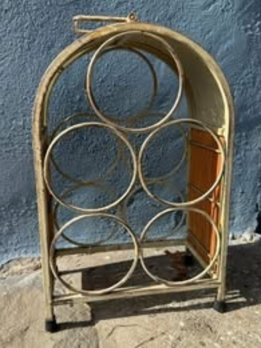 Vintage Metal & Bamboo Wine Rack